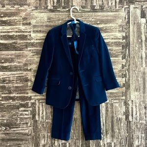 Appaman Fine Tailoring Navy Blue Velvet 3 piece Suit set Youth boys Size 5 w/tie